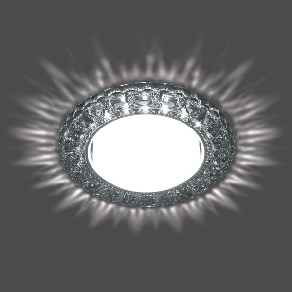 Светильник встр. с белой LED подсветкой 6400К Feron CD4045 потолочный GX53 без лампы, серый, хром