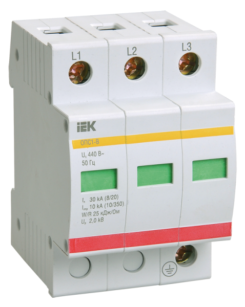 Ограничитель импульсных перенапряжений ОПС1-B 3Р 30/60кА 400B IEK
