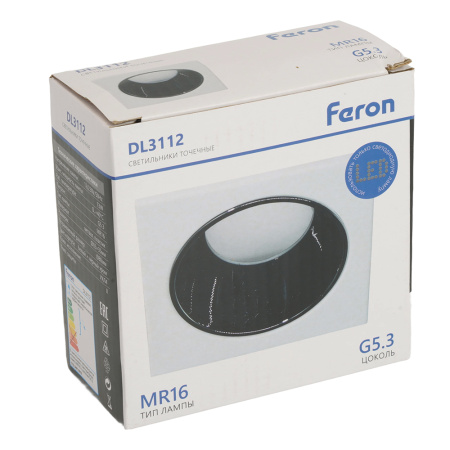 Светильник потолочный встраиваемый, MR16 G5.3, белый + черный хром DL3112 Feron