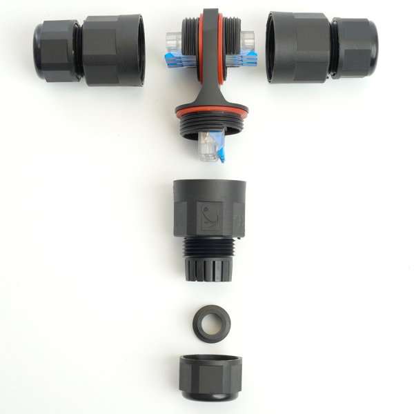 Соединитель-коннектор LD541 3-контактный на 3 выхода, с СМК221 пружинным контактом IP68, черный STEKKER