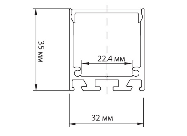 Donel Накладной/подвесной алюминиевый профиль,32х35х2000. Цвет: Анодированное серебро,серия:DN8ALE