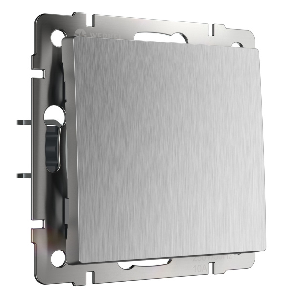 Встраиваемые механизмы Выключатель СУ 1-кл. 10А cеребряный рифленый IP20 Werkel