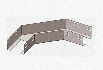 Лоток угловой замковый глухой КГЗГ 400х65-90 УТ1,5 поворот на 90, горячее цинкование, S1,0