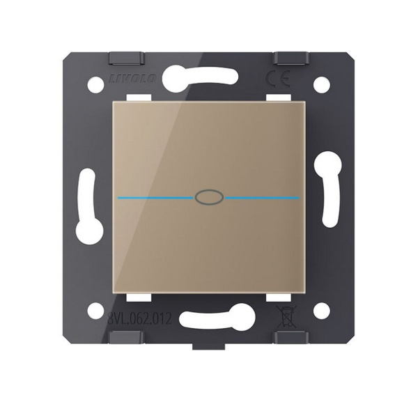 Выключатель Quadro 1 клавиша Золотой (механизм) Livolo