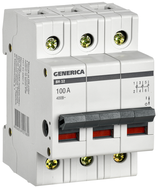 Выключатель нагрузки (мини-рубильник) ВН-32 3Р 100А GENERICA