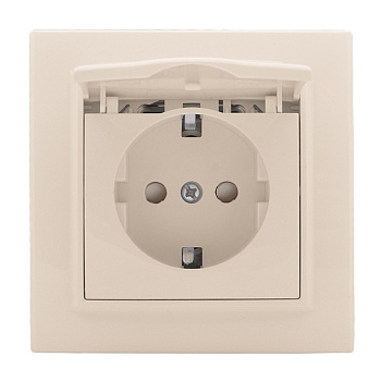 Минск Розетка 1-местная СП с/з с крышкой 16А бежевая с защ, штор, EKF Минск Розетка 1-местная СП с/з с крышкой 16А бежевая с защ, штор, EKF