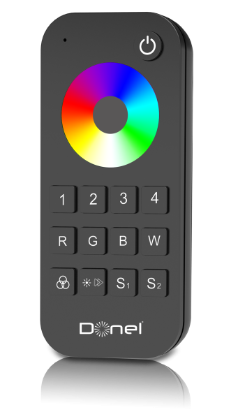 Donel RGBW пульт дистанционного управления, 4 зоны, Черный, зона охвата 30м, серия:DN8UTZ