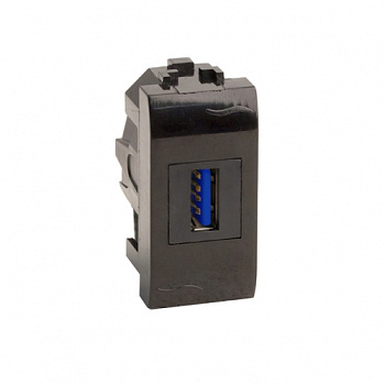 USB 3.0 розетка, Brava, черная, 1 мод. DKC