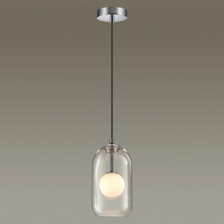 Подвес G9 1*40W LOSTAR хром/белый/прозрачный/стекло B ODEON LIGHT
