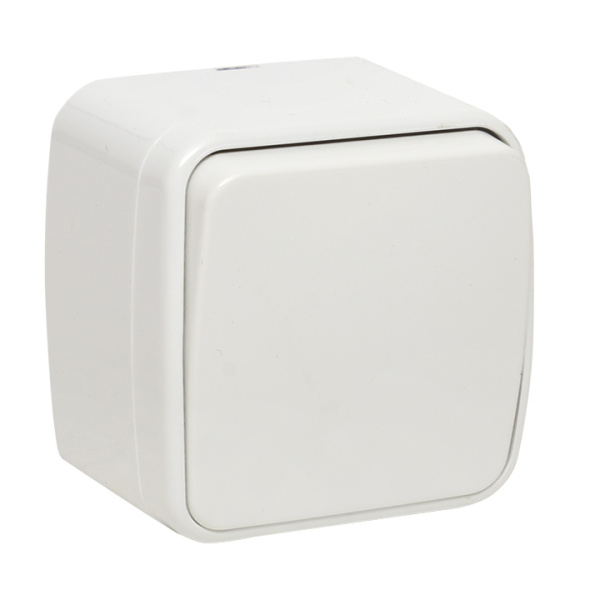 Минск Выключатель 1-клавишный ОП 10А белый Basic EKF