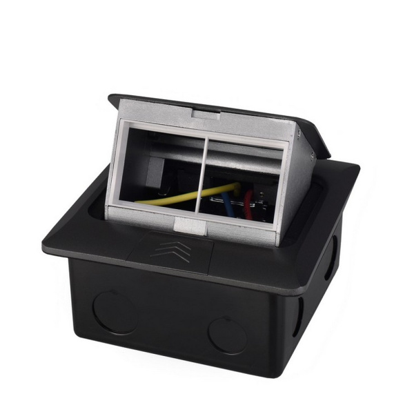 Выдвижной горизонтальный модуль RocketSocket в пол для розеток Livolo 2 поста, темно-серый