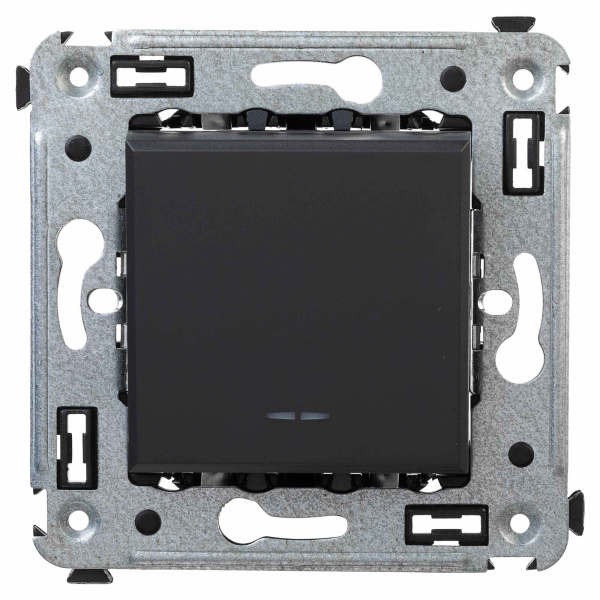 Перекрестный переключатель одноклавишный в стену, "Avanti", "Черный матовый" DKC