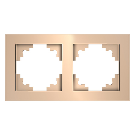 Рамка 2-местная, стекло, STEKKER, GFR00-7002-02, серия Катрин, шампань