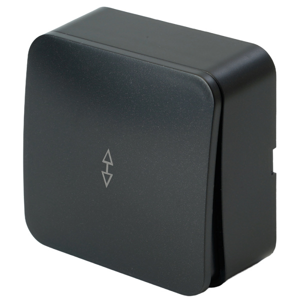 Переключатель открытой установки 1-клавишный, STEKKER, 250В, 10А, IP20, серия София, черный, MSW10-12-02