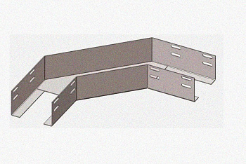Лоток угловой замковый глухой КГЗГ 400х85-90 УХЛ1 поворот на 90, горячее цинкование S1,5
