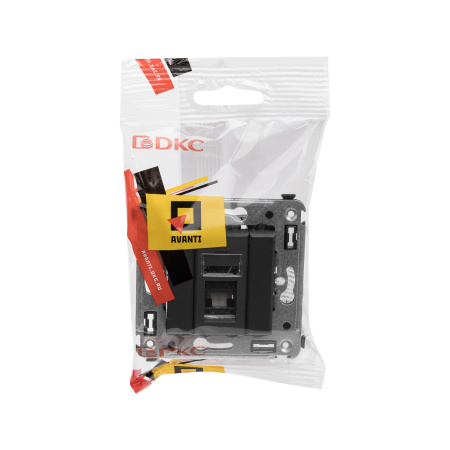 Компьютерная розетка RJ-45 в стену, кат.5e одинарная, "Avanti", "Черный матовый" DKC