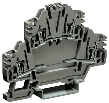 Клеммный зажим. Двухуровневый. Пружинный. 2,5 кв.мм. Верхний уровень проходной, нижний разомкнутый. Для установки электронных компон DKC