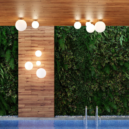 Потолочный св-к IP44 E27 LED max 9W BOSCO золотист/металл/белый/акрил ODEON LIGHT