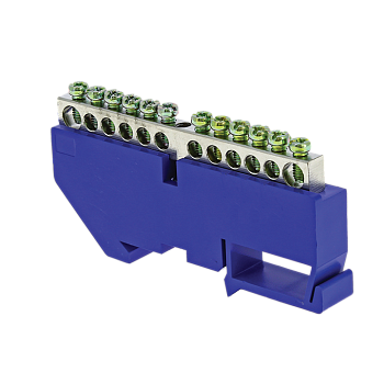 Шина "0" N (6x9мм) 14 отв, цинк синий изолятор на DIN-рейку PROxima EKF