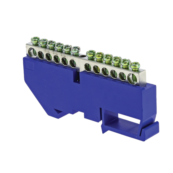 Шина "0" N (6x9мм) 14 отв, цинк синий изолятор на DIN-рейку PROxima EKF