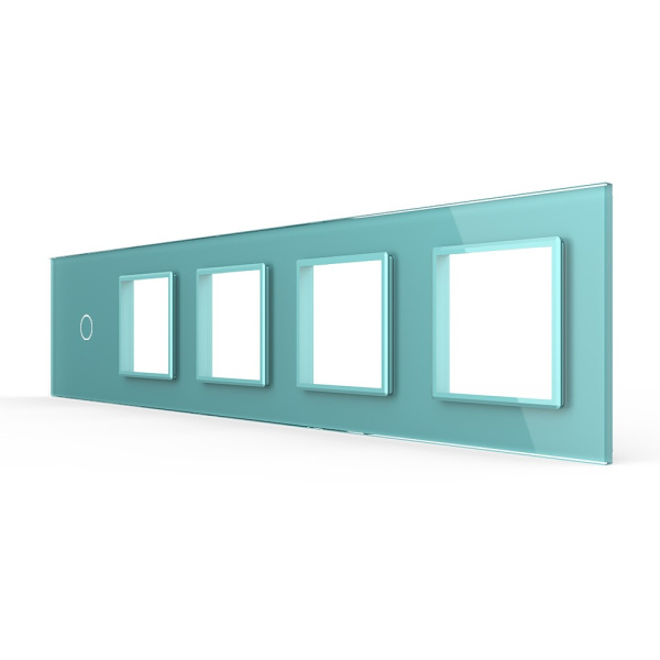 Панель для сенсорного выключателя и 4-х розеток, 1 клавиша, цвет зеленый, стекло Livolo