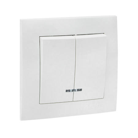 Валенсия Выключатель 2-кл, 10А белый с индикатором EKF