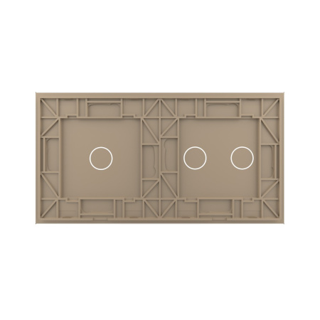 Панель для двух сенсорных выключателей, 3 клавиши (2+1), цвет золотой, стекло Livolo