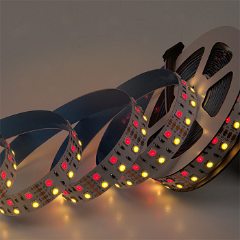 Лента светодиодная RGB с теплым белым GLS-5050-120-28.8-12-IP20-RGB+3 двухрядная General Лента светодиодная RGB с теплым белым GLS-5050-120-28.8-12-IP20-RGB+3 двухрядная General