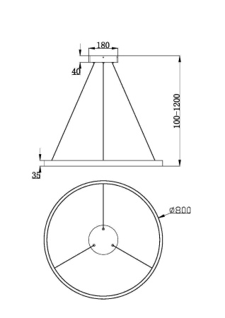 Подвесной светильник LED 51Вт Черный IP20 Rim MOD058PL-L42B3K Maytoni