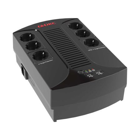 Линейно-интерактивный ИБП ДКС серии Info PDU, 600 ВА/360 Вт, 1/1, 6xSchuko, USB для зарядки (2), USB + RJ11, 1x7Aч DKC