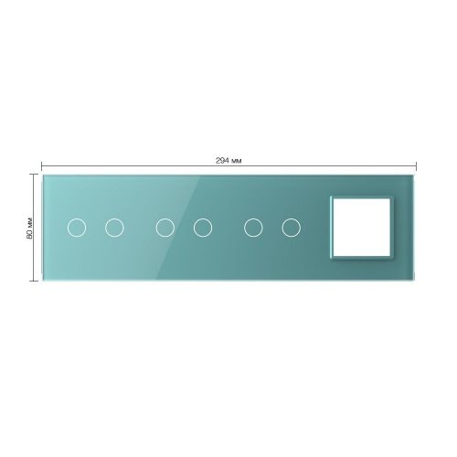 Панель для 3-х сенсорных выключателей и розетки, 6 клавиш (2+2+2), цвет зеленый, стекло Livolo фото 2