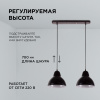 16-67 (2019/2) Светильник декоративный, подвесной, 230В/50Гц, 2хЕ27, мах 40Вт, 485х700х205мм, IP20, металл, чёрный, крепление на планку, лампа в комле