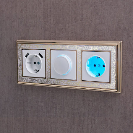 Встраиваемые механизмы Розетка СУ 1-м с 2 USB 5В/2,4А, 2х5В/1,2А, 16А Белый IP20 Werkel Встраиваемые механизмы Розетка СУ 1-м с 2 USB 5В/2,4А, 2х5В/1,2А, 16А Белый IP20 Werkel