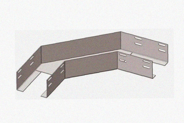Лоток угловой замковый перфорированный КГЗ 50х50-90 УТ1,5 поворот на 90, оцинкованный лист S1,0
