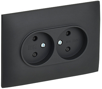 SKANDY Розетка 2-местная без заземления с защитными шторками 10А в сборе SK-R09G графит IEK