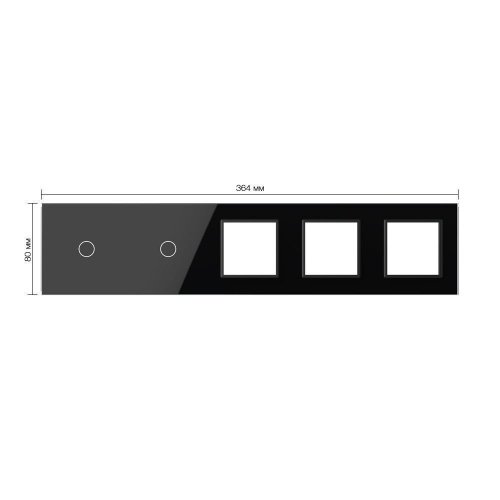 Панель для 2-х сенсорных выключателей и 3-х розеток, 2 клавиши (1+1), цвет черный, стекло Livolo фото 2