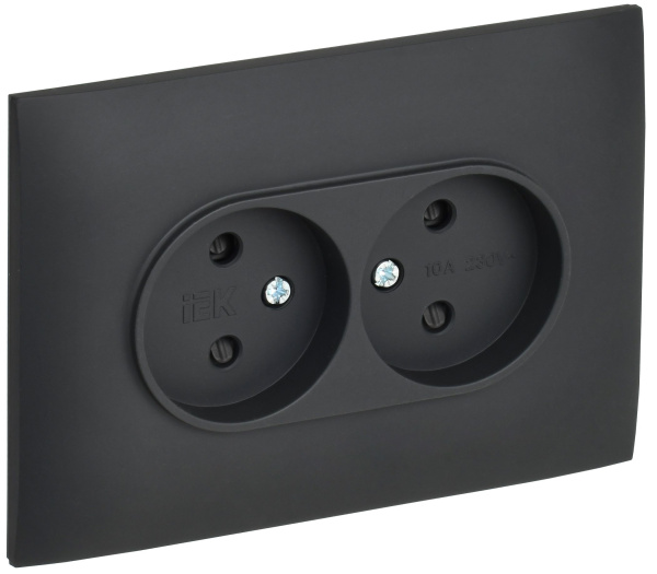 SKANDY Розетка 2-местная без заземления с защитными шторками 10А в сборе SK-R09G графит IEK