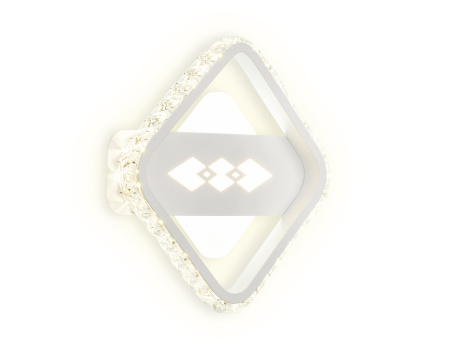 Настенный светодиодный светильник с хрусталем FA225 WH белый LED 6400K+3000K/4200K 24W 200*200*40 Ambrella Light