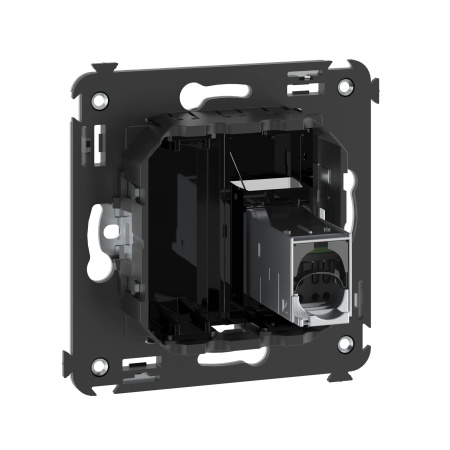 Компьютерная розетка RJ-45 в стену, кат.5e одинарная экранированная, "Avanti","Черный квадрат" DKC