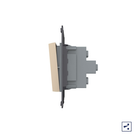 Двухклавишный проходной механический выключатель, цвет золотой (механизм) Livolo