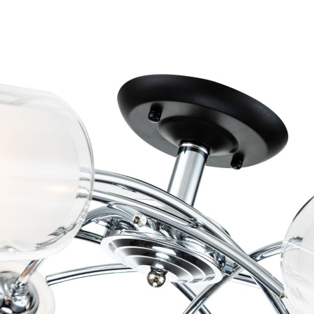 16-42 Светильник декоративный, потолочный, "Классик", 6хЕ27, 60Вт, 230В/50Гц, 650х320мм, металлическое основание, стеклянный плафон, хром, APEYRON