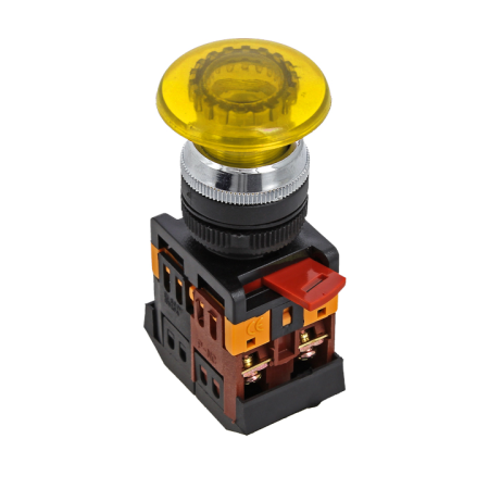 Кнопка AELA-22 желтая с подсветкой NO+NC 380В Грибок PROxima EKF