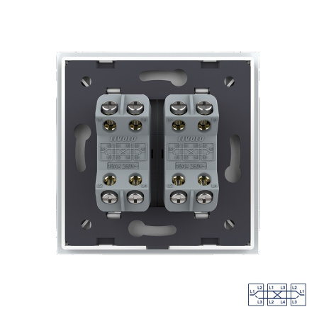 Двухклавишный перекрестный механический выключатель 1 пост, цвет белый Livolo