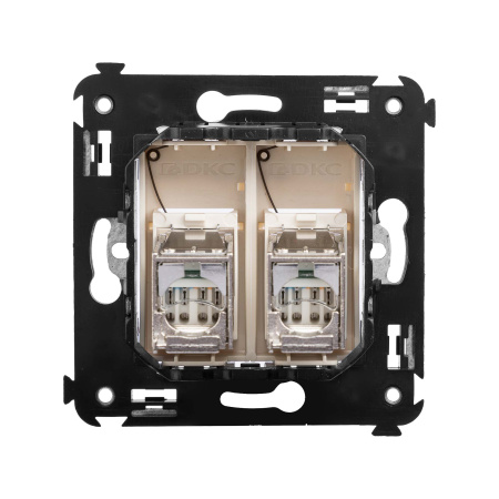 Компьютерная розетка RJ-45 в стену, кат.6 двойнаяэкранированная,"Avanti", "Ванильная дымка" DKC