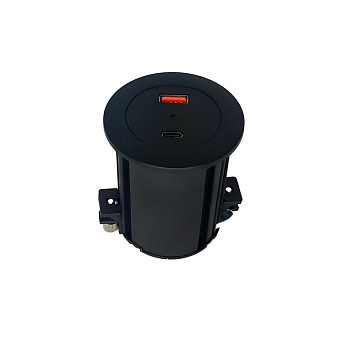 Розетка встраиваемая 2 USB Type A+C 45W стандарта QC3.0 + PD3.0, кабель 2м, RocketSocket, посадочный ⌀ 54мм