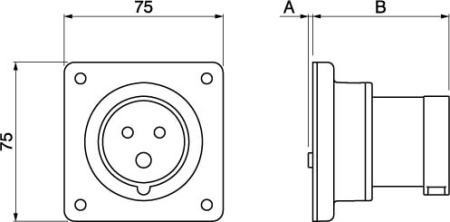 Вилка панельная IP44 16A 2P+E 230В DKC