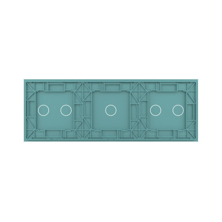 Панель для трех сенсорных выключателей, 5 клавиш (2+1+2), цвет зеленый, стекло Livolo
