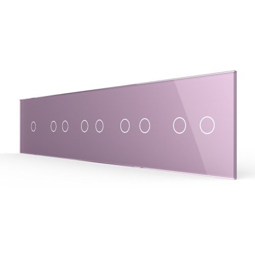Панель для пяти сенсорных выключателей, 9 клавиш (1+2+2+2+2), цвет розовый, стекло Livolo