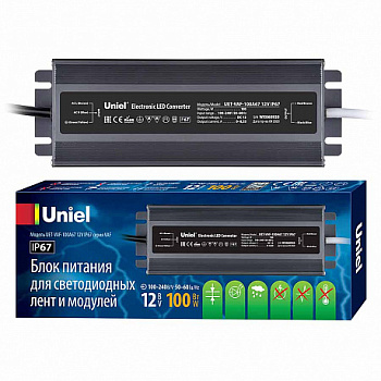 Блок питания 12V 100W IP67 металл 8,3A UET-VAF-100A67 Uniel