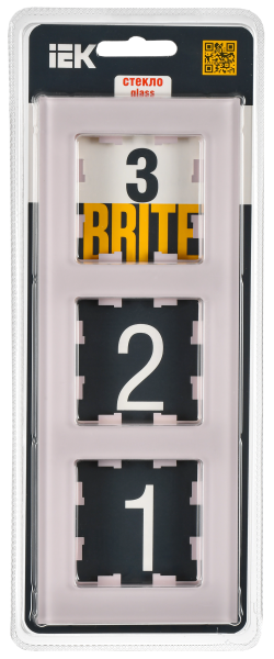 BRITE Рамка 3-мест. РУ-3-2-Бр стекло розовый матовый IEK